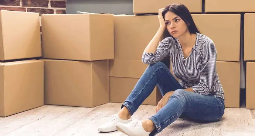A Woman Stressed by Moving
