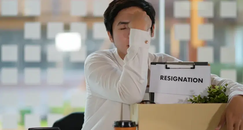 An Office Worker Packs Up His Desk