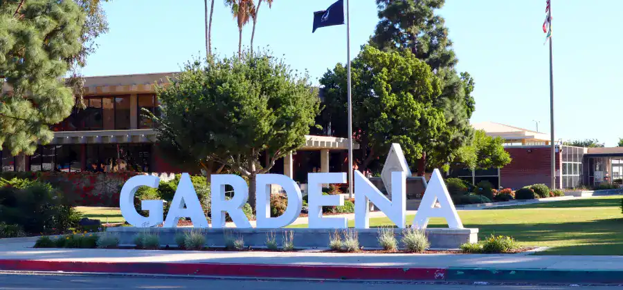 A giant "Gardena" sign