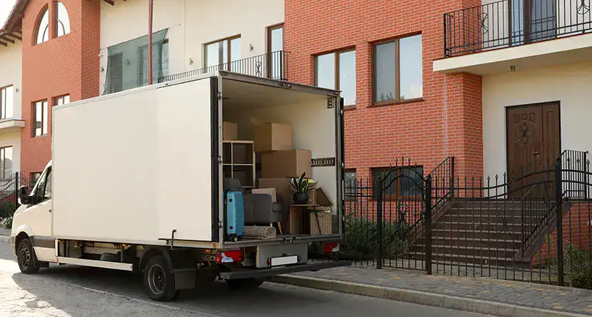 A moving truck ready to be unloaded